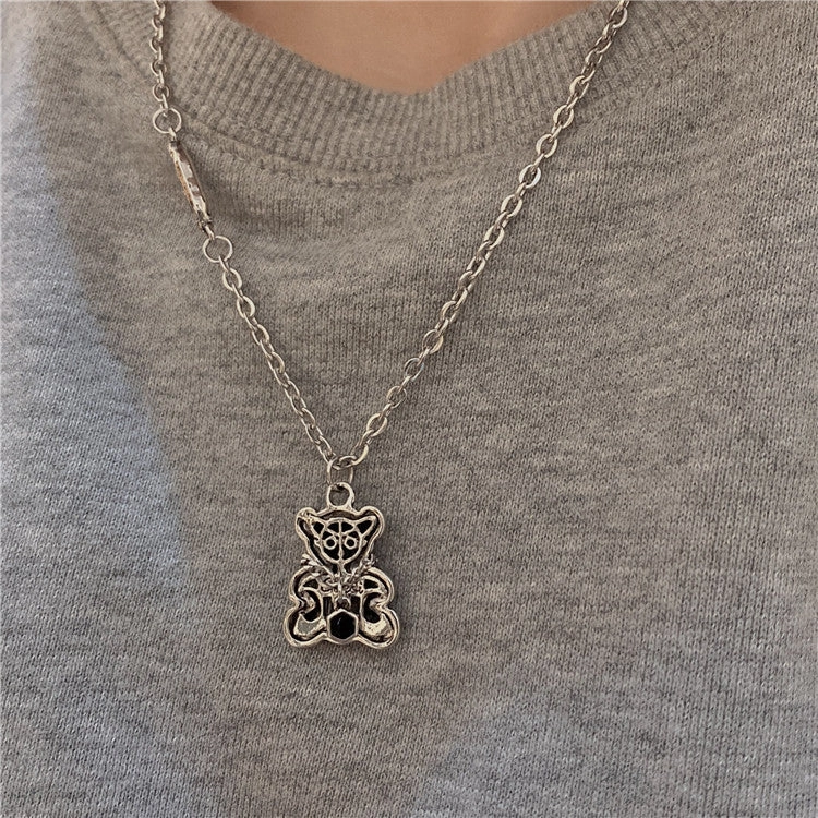 Wholesale Titanium Steel Cute Bear Necklaces