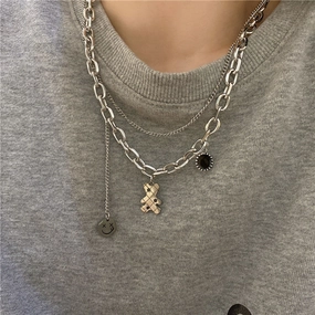 Wholesale Titanium Steel Cute Bear Necklaces