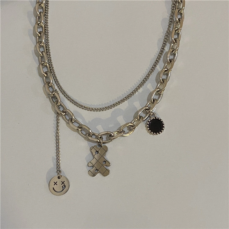 Wholesale Titanium Steel Cute Bear Necklaces
