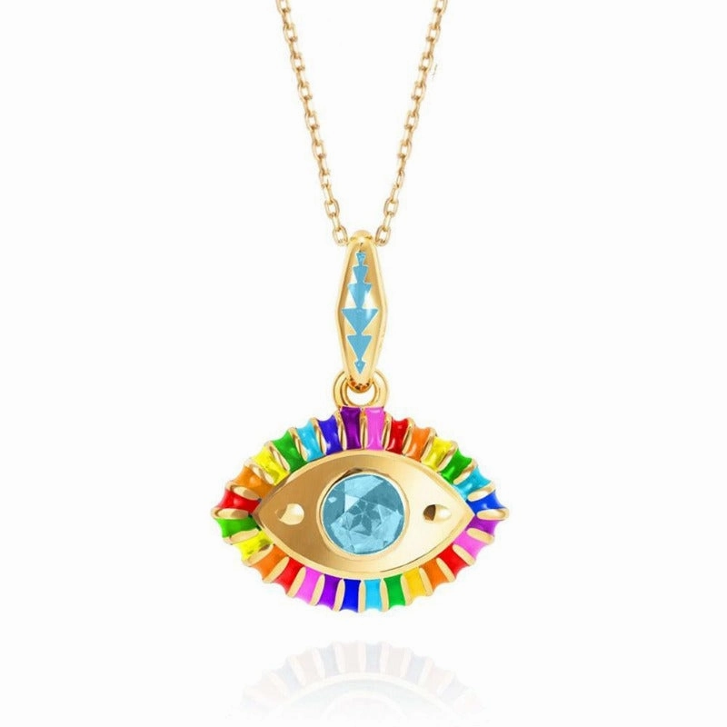 Wholesale Titanium Steel Diamond Devil's Eye Necklace