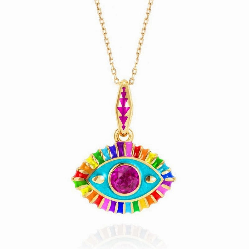 Wholesale Titanium Steel Diamond Devil's Eye Necklace