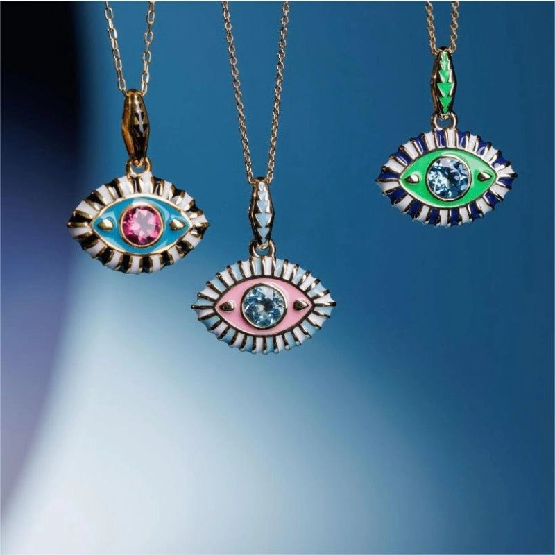 Wholesale Titanium Steel Diamond Devil's Eye Necklace
