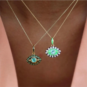Wholesale Titanium Steel Diamond Devil's Eye Necklace