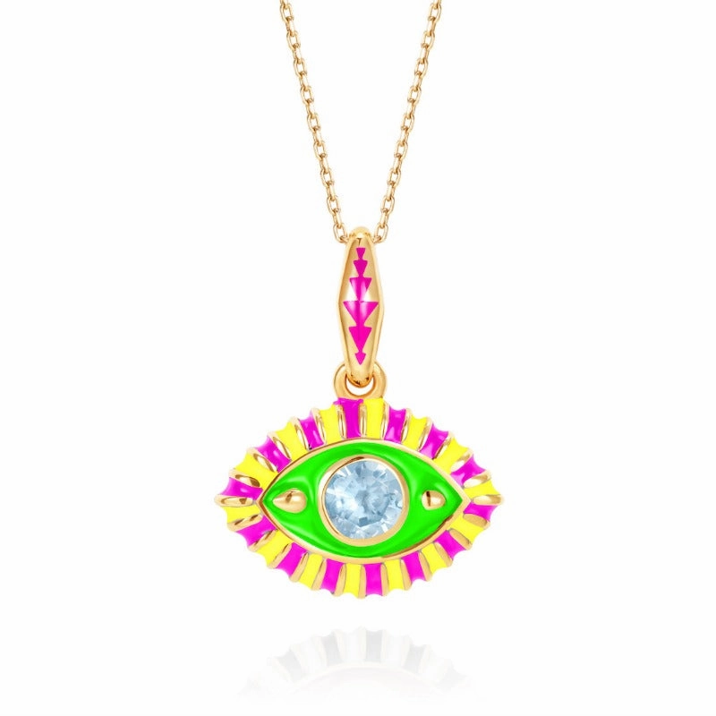 Wholesale Titanium Steel Diamond Devil's Eye Necklace