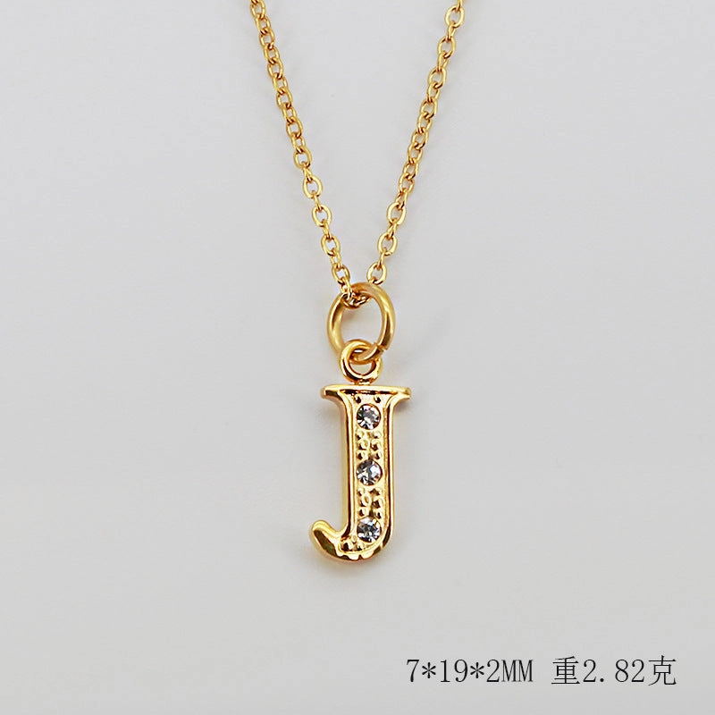 Wholesale Titanium Steel Diamond Letter Necklace Clavicle Chain