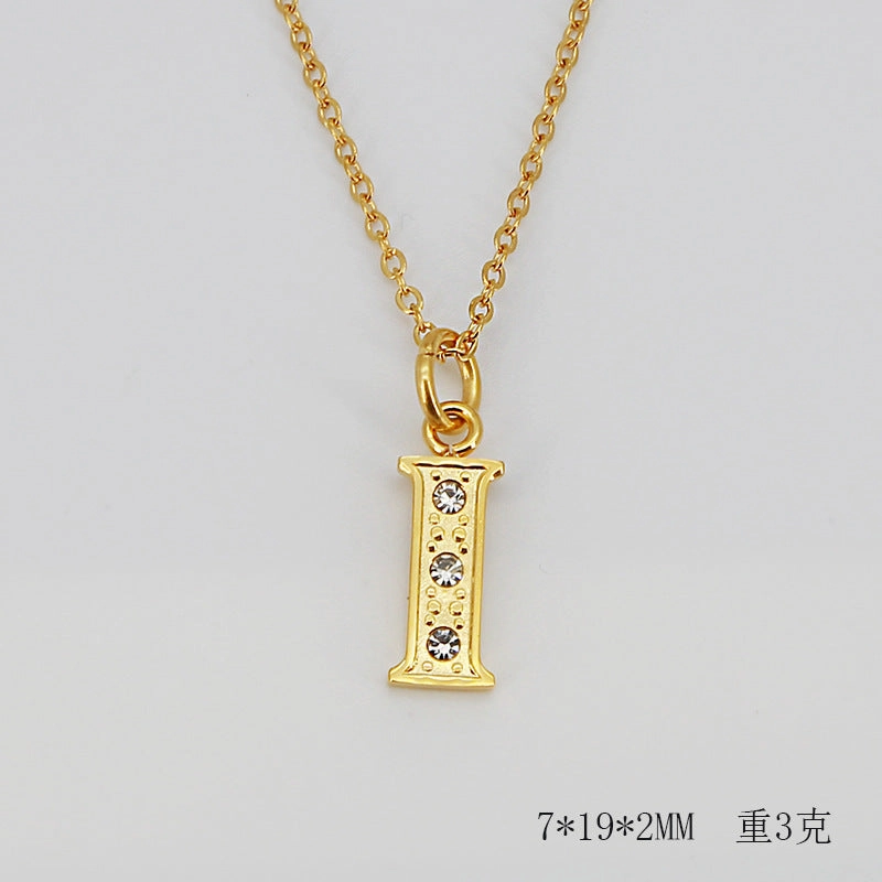 Wholesale Titanium Steel Diamond Letter Necklace Clavicle Chain