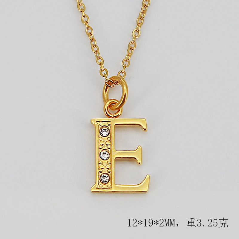 Wholesale Titanium Steel Diamond Letter Necklace Clavicle Chain