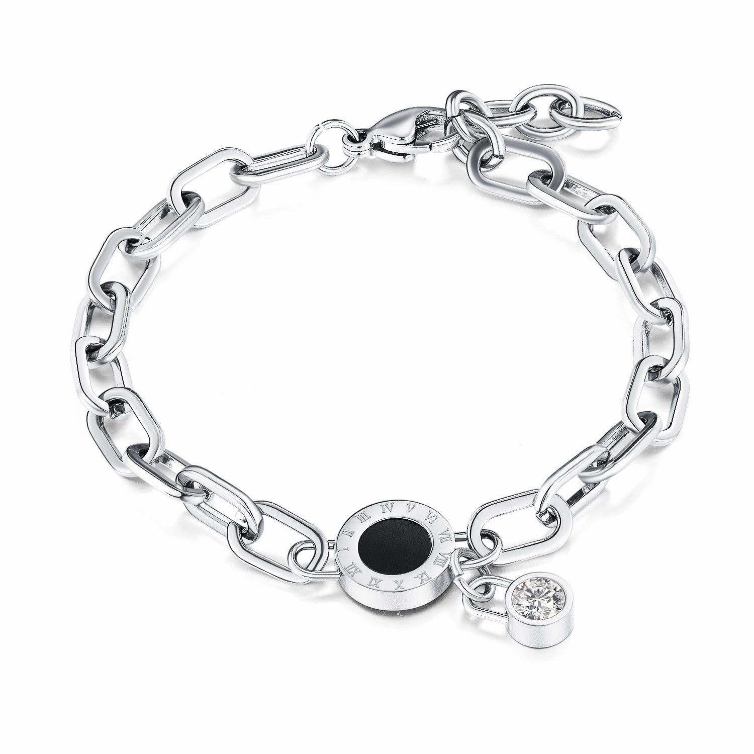 Wholesale Titanium Steel Diamond Roman Numeral Bracelet