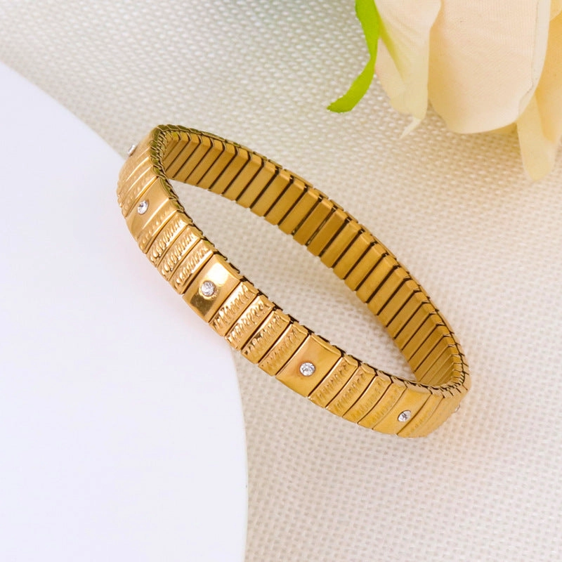 Wholesale Titanium Steel Diamond Stretch Bracelet