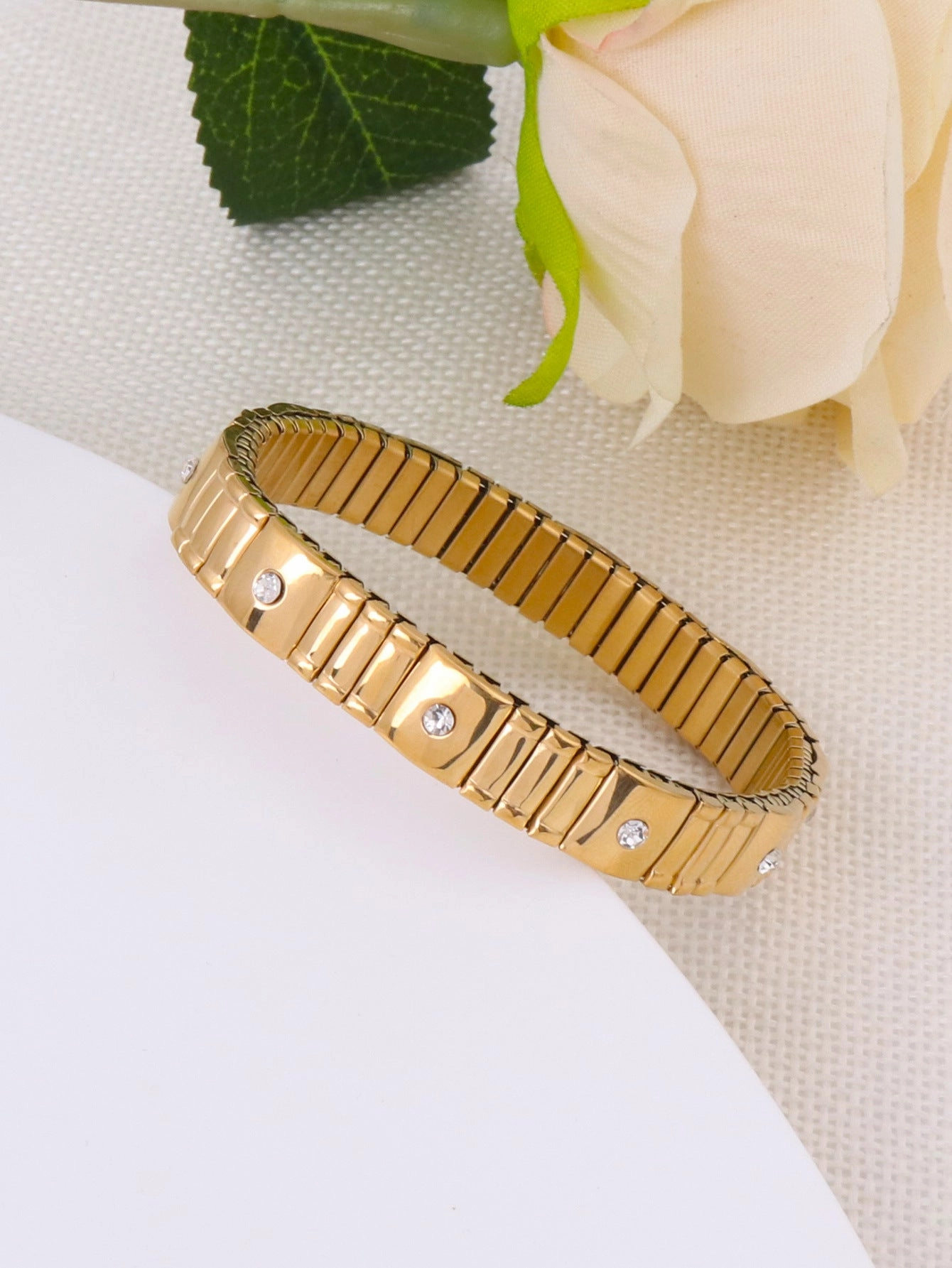 Wholesale Titanium Steel Diamond Stretch Bracelet