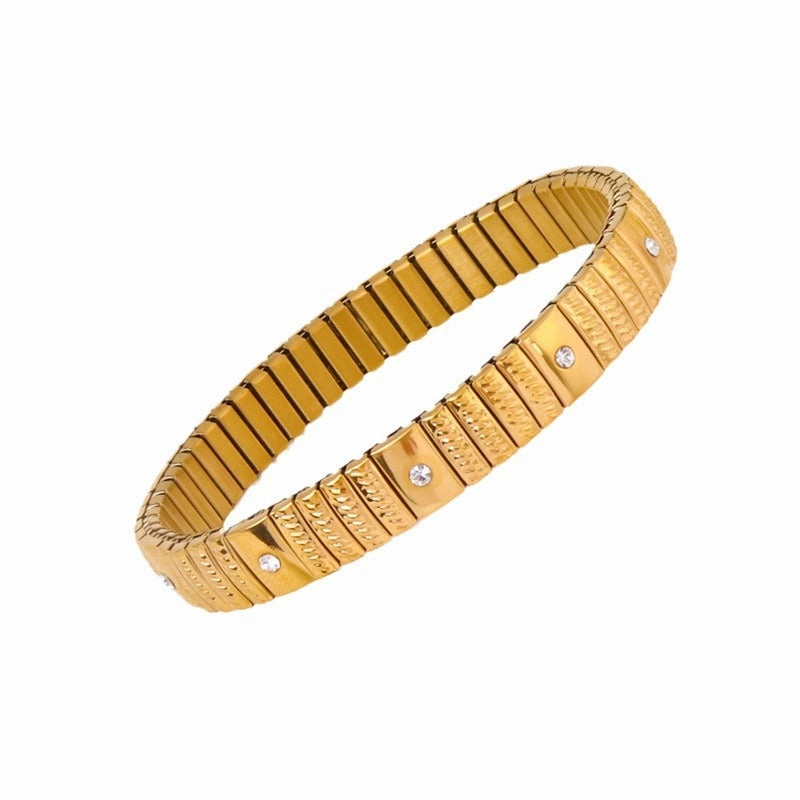 Wholesale Titanium Steel Diamond Stretch Bracelet