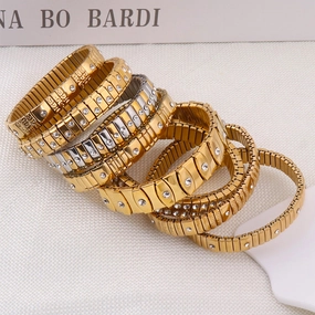 Wholesale Titanium Steel Diamond Stretch Bracelet