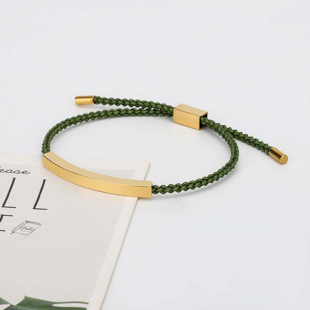 Wholesale Titanium Steel DIY Lettering Hollow Tube Adjustable Braided Bracelet