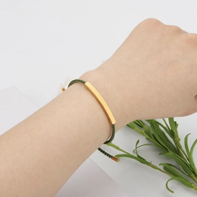 Wholesale Titanium Steel DIY Lettering Hollow Tube Adjustable Braided Bracelet