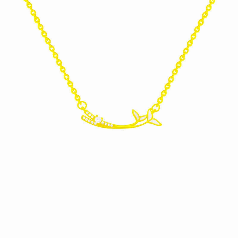 Wholesale Titanium Steel Double Fish Tail Necklace Clavicle Chain