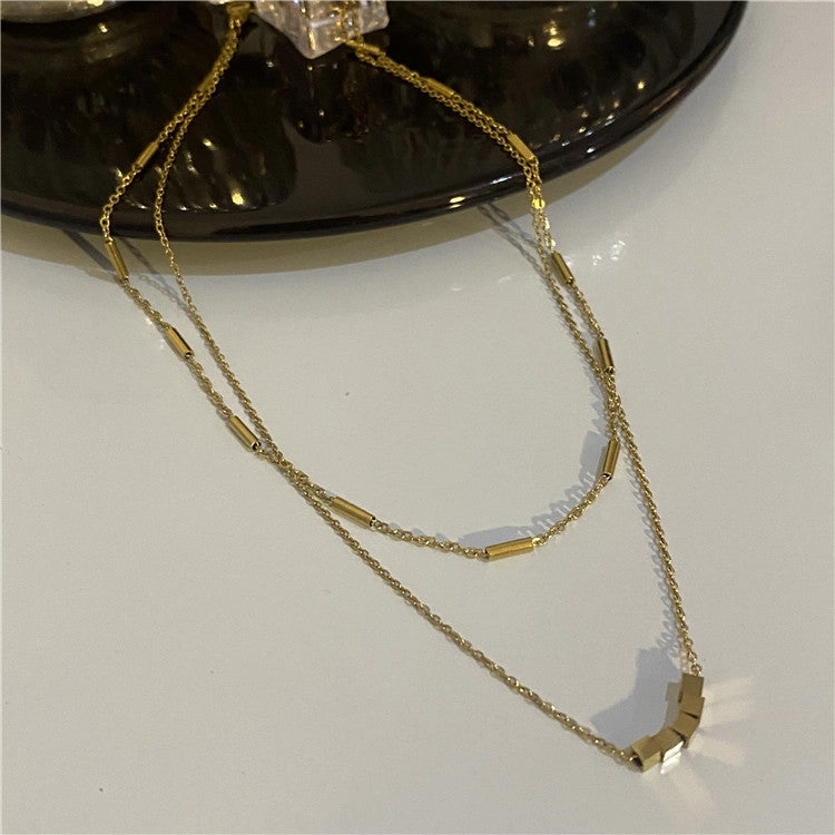 Wholesale Titanium Steel Double Layer Clavicle Necklaces