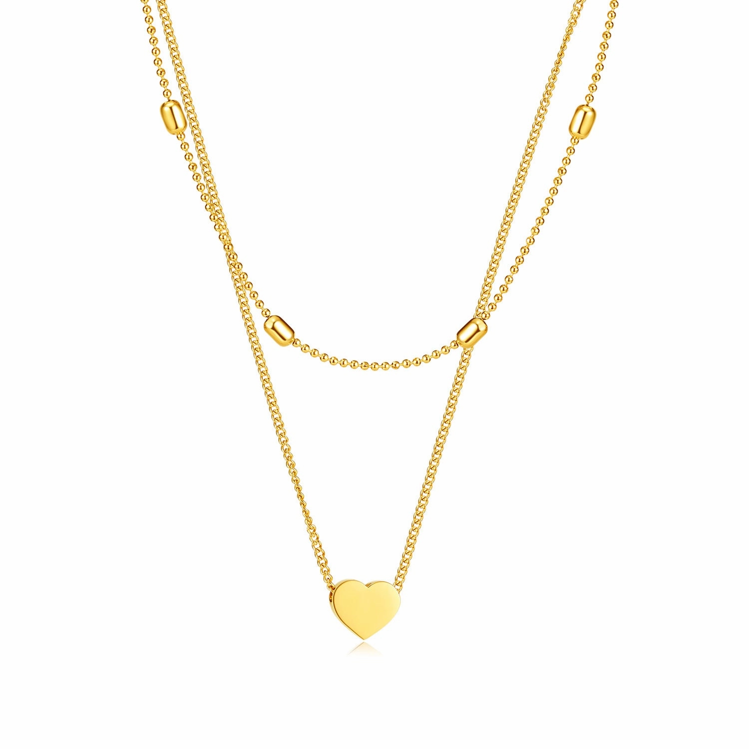 Wholesale Titanium Steel Double Layer Love Stainless Steel Necklace