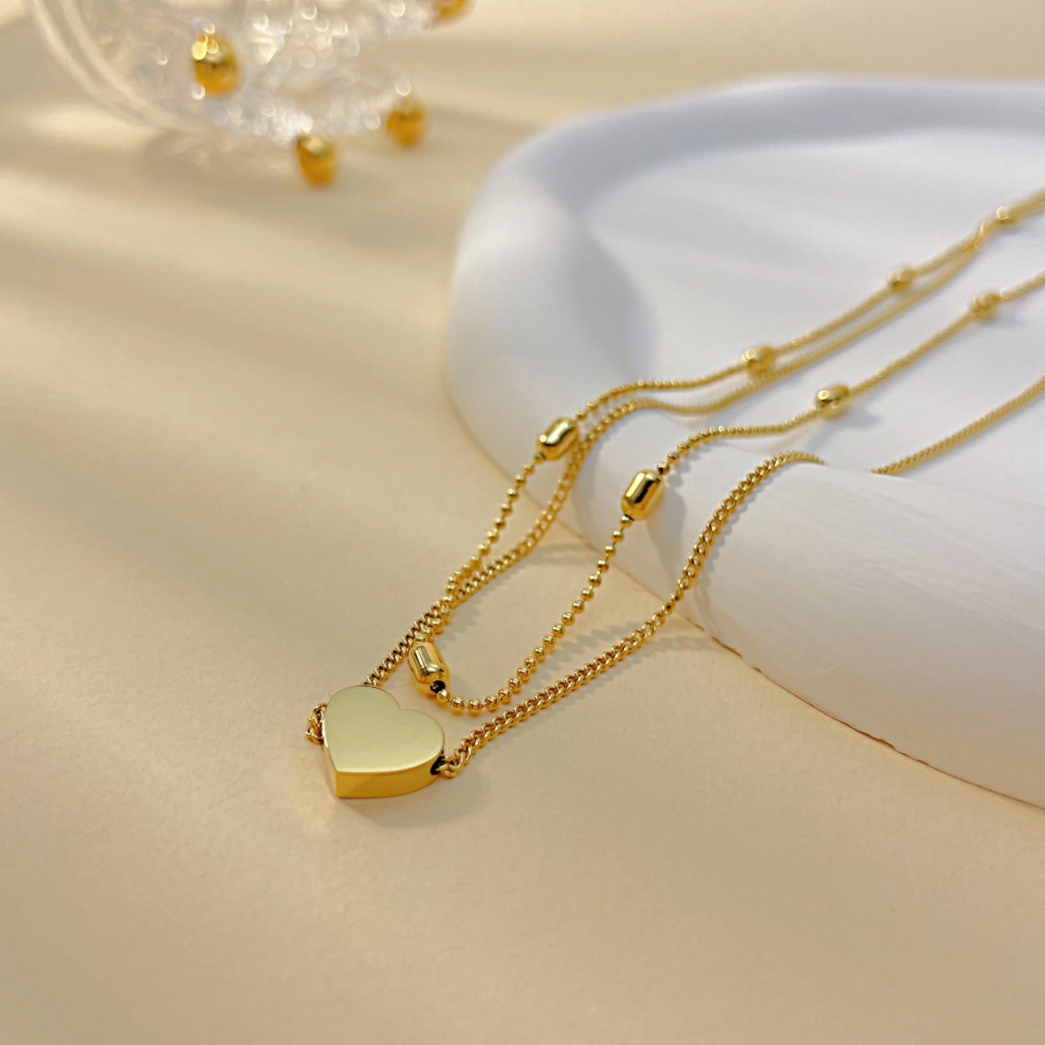 Wholesale Titanium Steel Double Layer Love Stainless Steel Necklace