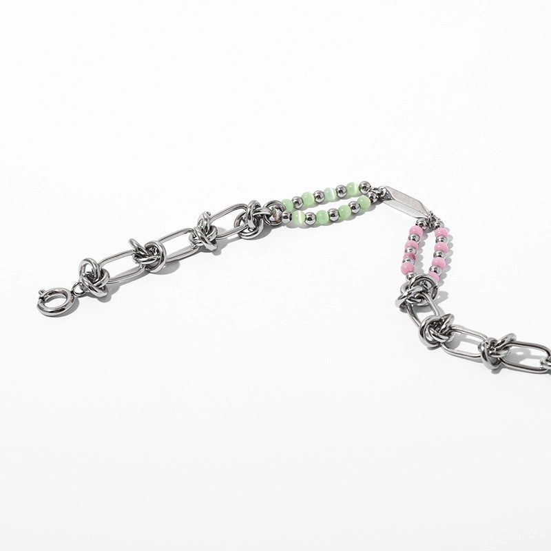 Wholesale titanium steel double layer natural stone bracelet