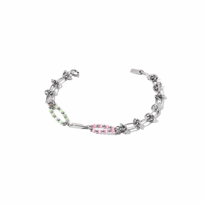 Wholesale titanium steel double layer natural stone bracelet