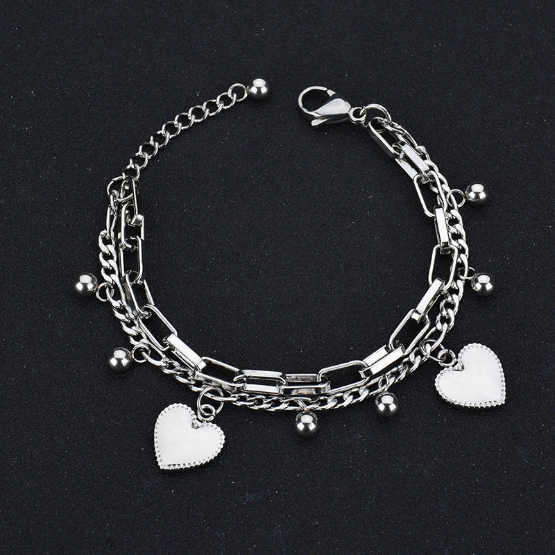 Wholesale Titanium Steel Double Layer Tree of Life Pendant Bracelet
