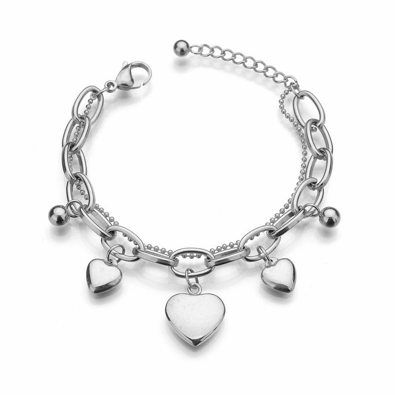 Wholesale Titanium Steel Double Layer Tree of Life Pendant Bracelet