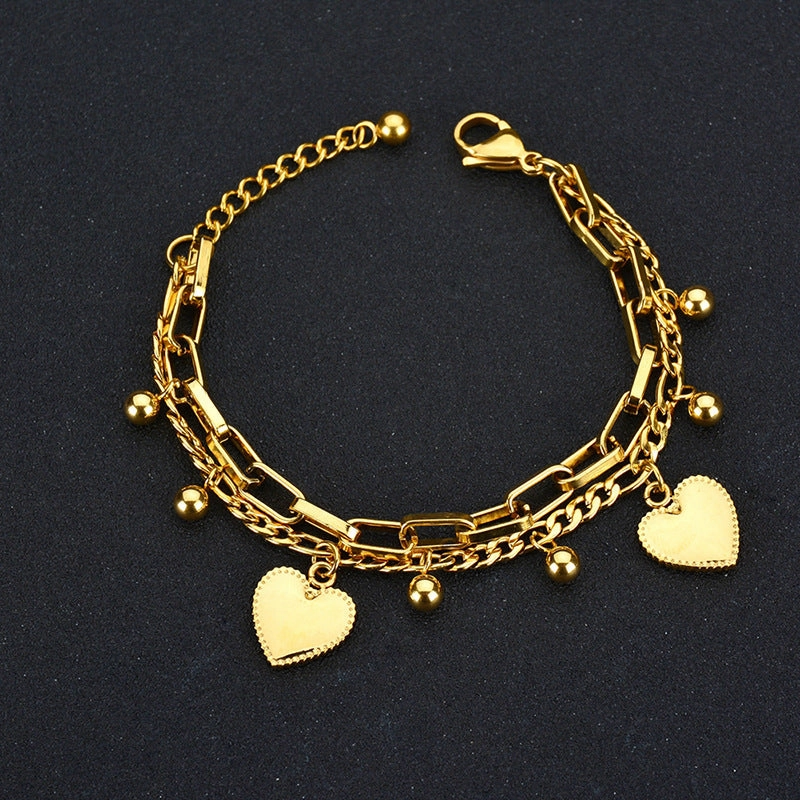 Wholesale Titanium Steel Double Layer Tree of Life Pendant Bracelet