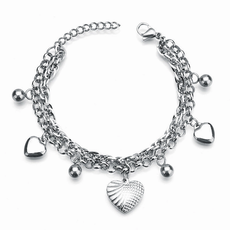 Wholesale Titanium Steel Double Layer Tree of Life Pendant Bracelet