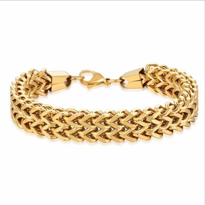 Wholesale Titanium Steel Double Row Stainless Steel Bracelet