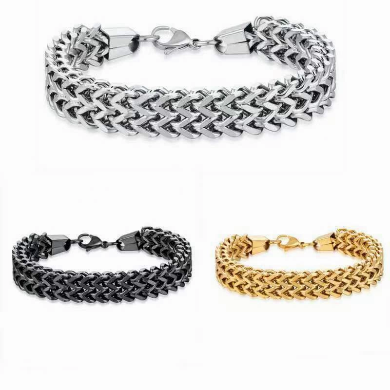 Wholesale Titanium Steel Double Row Stainless Steel Bracelet