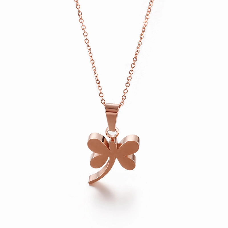Wholesale Titanium Steel Dragonfly Pendant Necklace
