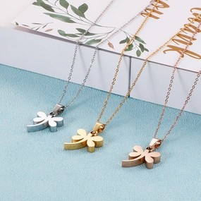 Wholesale Titanium Steel Dragonfly Pendant Necklace