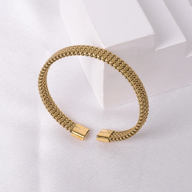 Wholesale Titanium Steel Elastic Irregular Open Bracelet