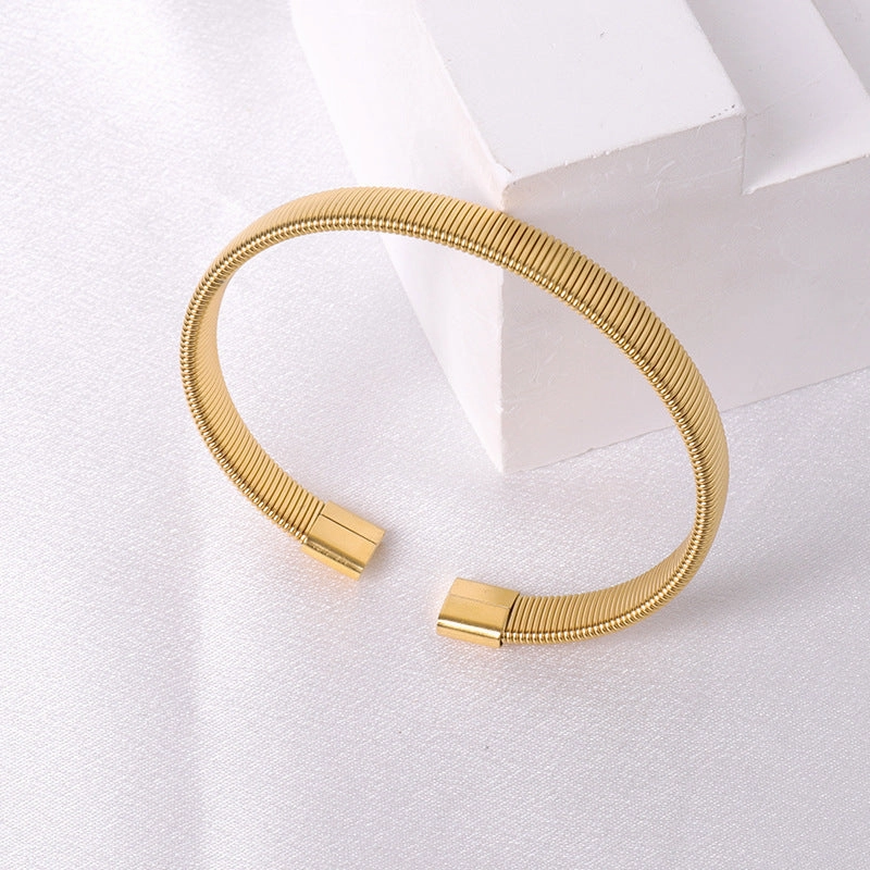 Wholesale Titanium Steel Elastic Irregular Open Bracelet