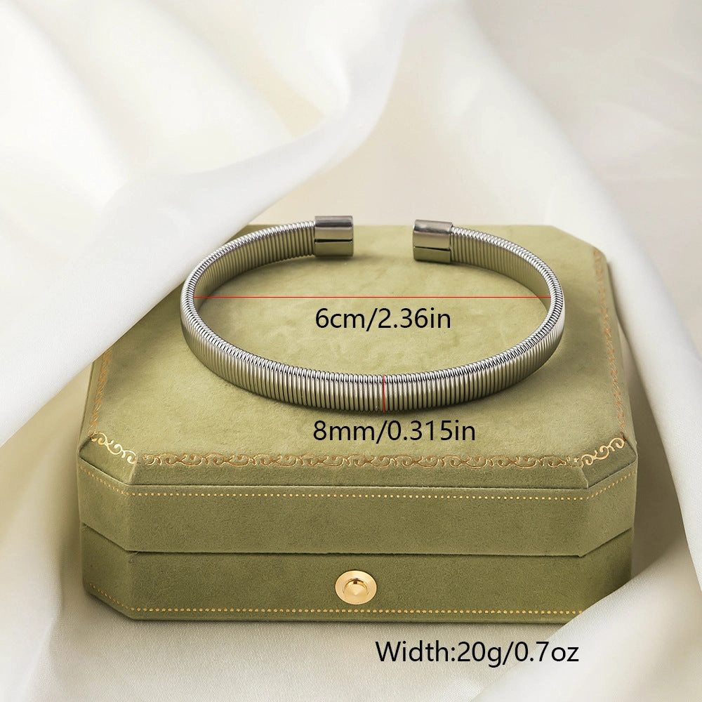 Wholesale Titanium Steel Elastic Irregular Open Bracelet