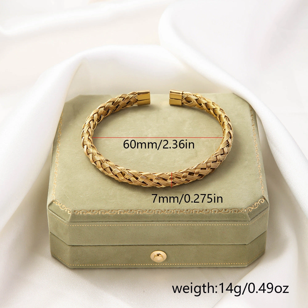 Wholesale Titanium Steel Elastic Irregular Open Bracelet