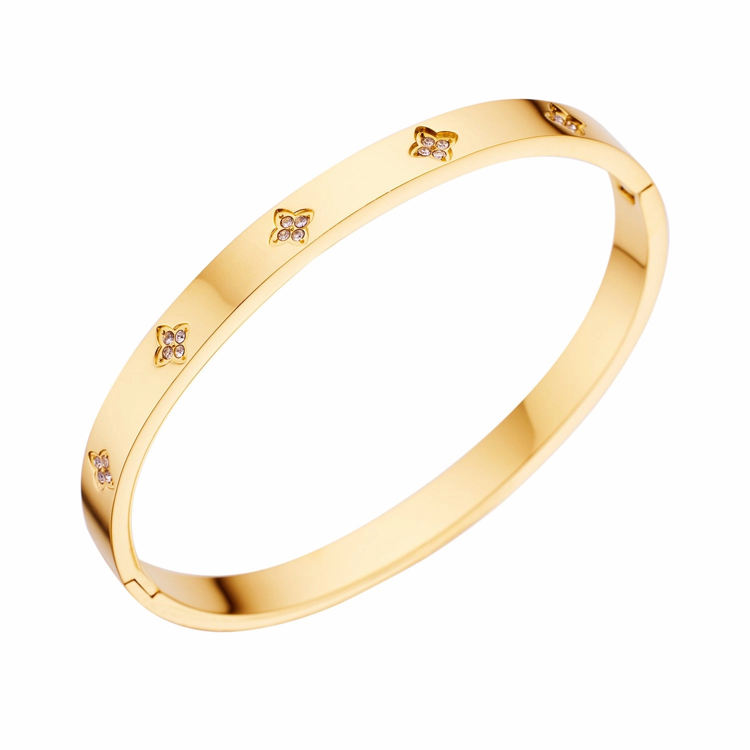 Wholesale Titanium Steel Electroplated 18K Gold Rose Gold Zircon Bracelet