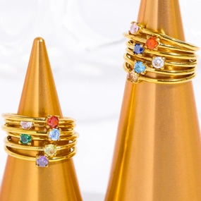 Wholesale Titanium Steel Electroplated 18k Real Gold Adjustable Ring