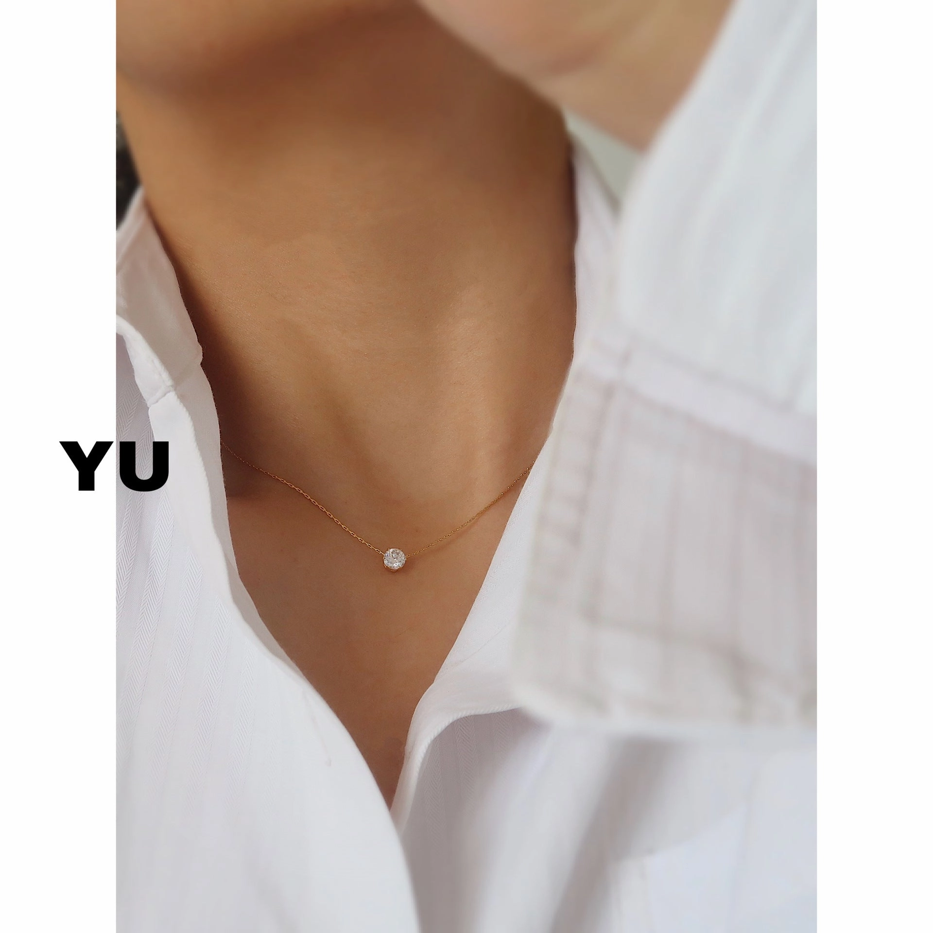 Wholesale Titanium Steel Electroplated 18K Zircon Necklace