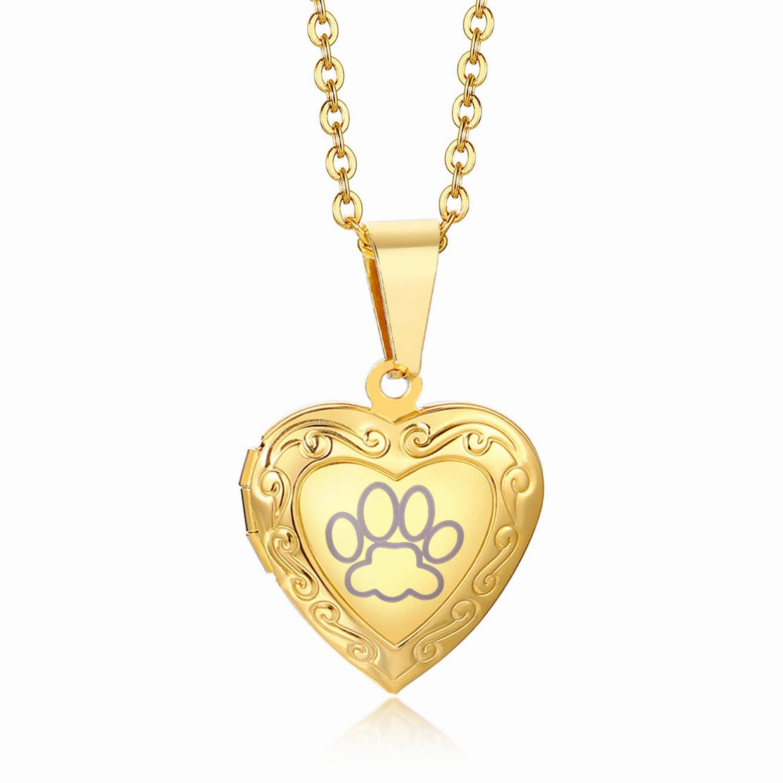 Wholesale Titanium Steel French Heart Flip Photo Frame Necklace