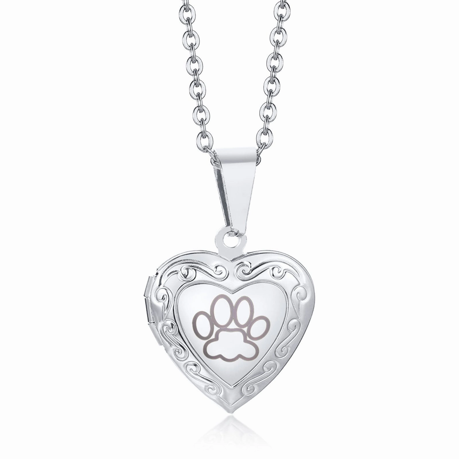 Wholesale Titanium Steel French Heart Flip Photo Frame Necklace