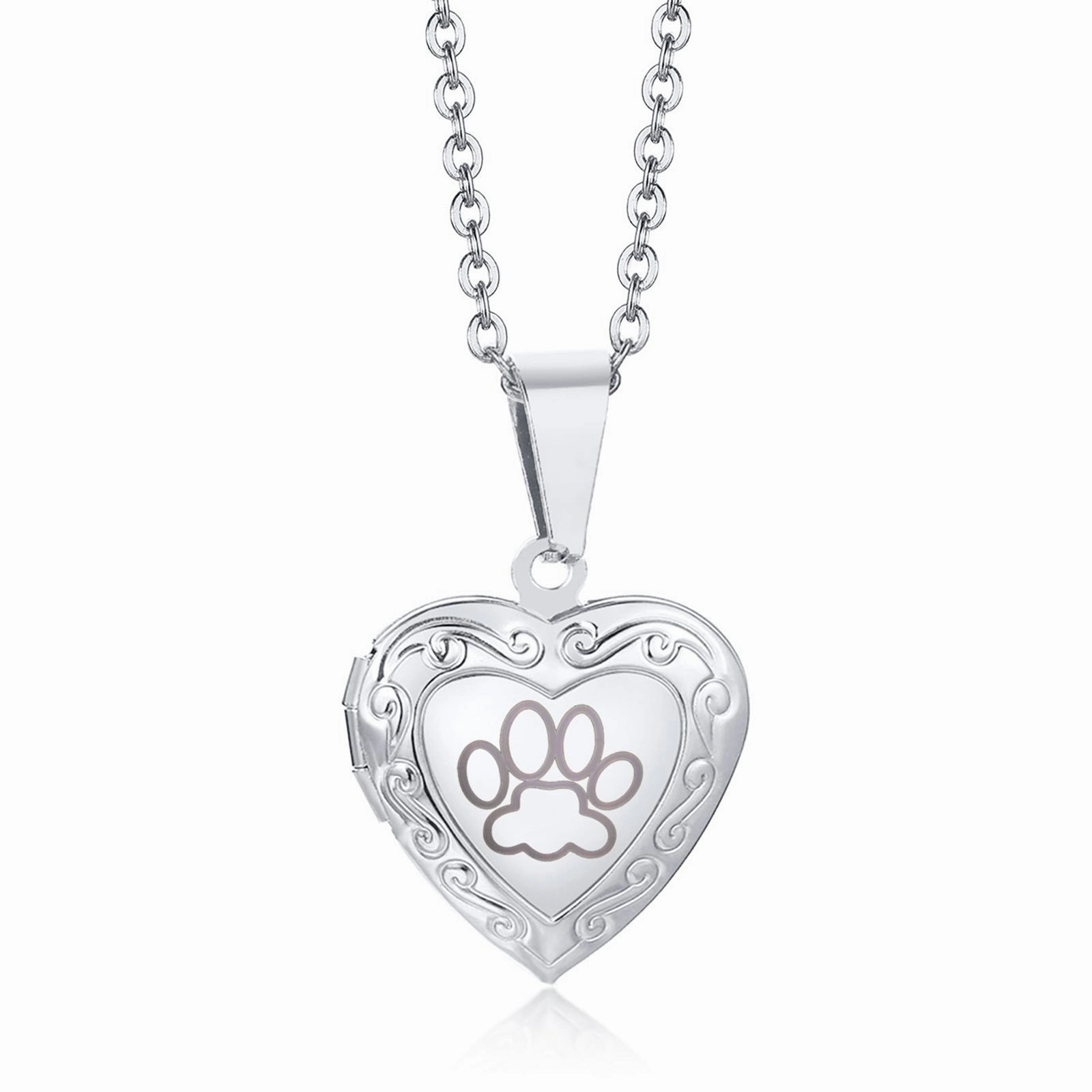 Wholesale Titanium Steel French Heart Flip Photo Frame Necklace