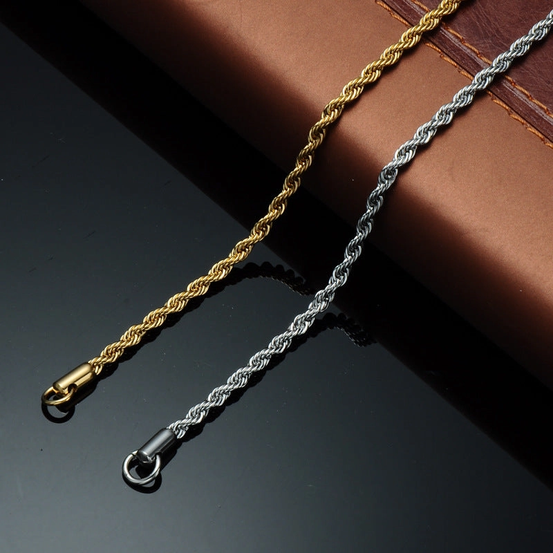 Wholesale Titanium Steel Fried Dough Twists Chain