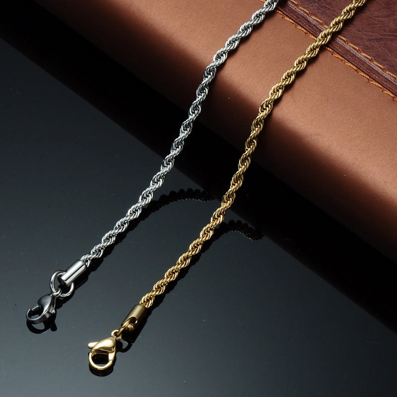 Wholesale Titanium Steel Fried Dough Twists Chain