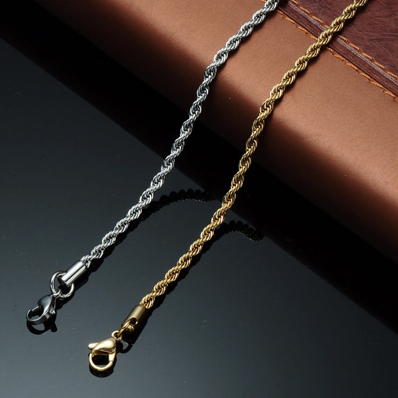 Wholesale Titanium Steel Fried Dough Twists Chain