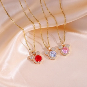 Wholesale Titanium Steel Full Diamond Cute Crystal Collarbone Necklace