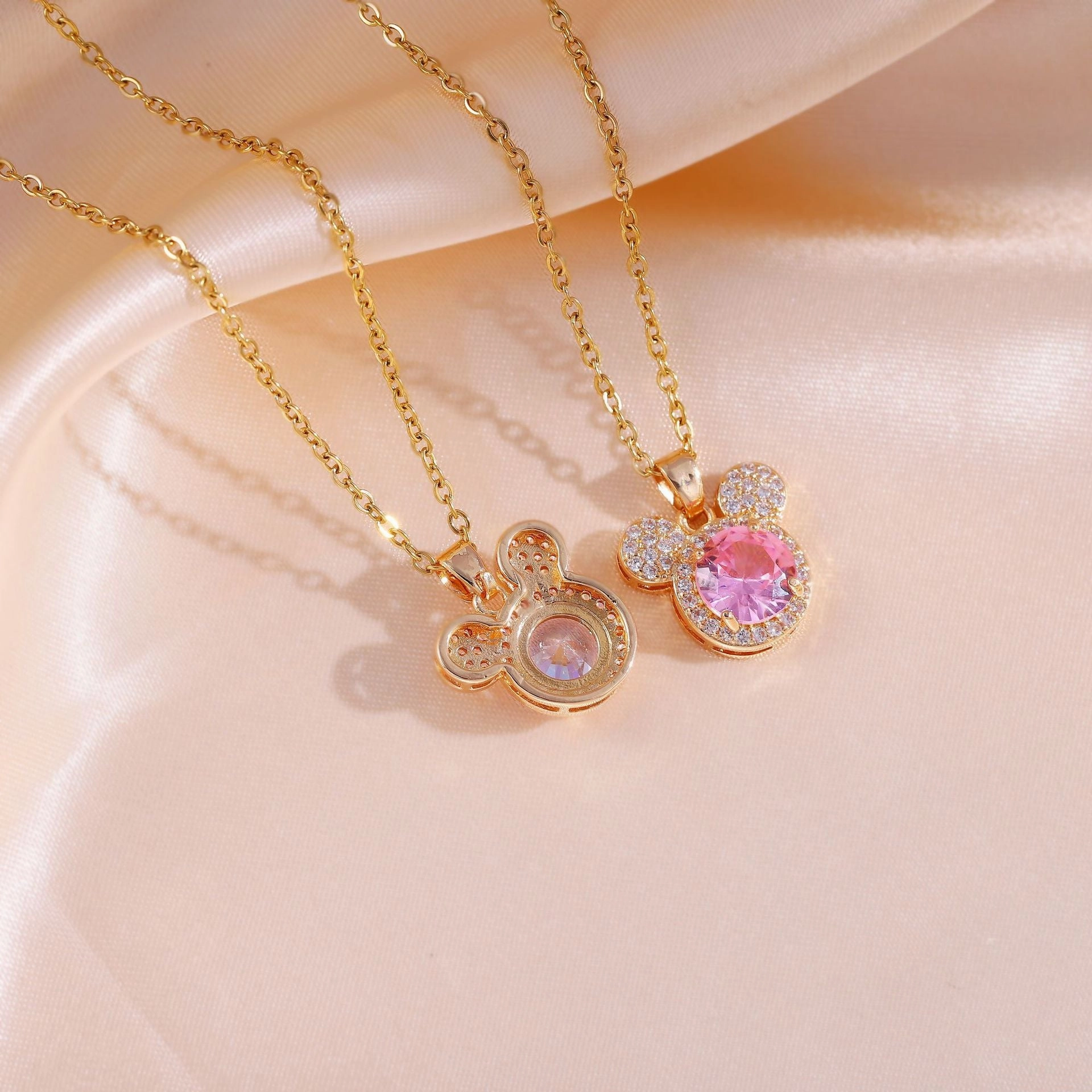 Wholesale Titanium Steel Full Diamond Cute Crystal Collarbone Necklace