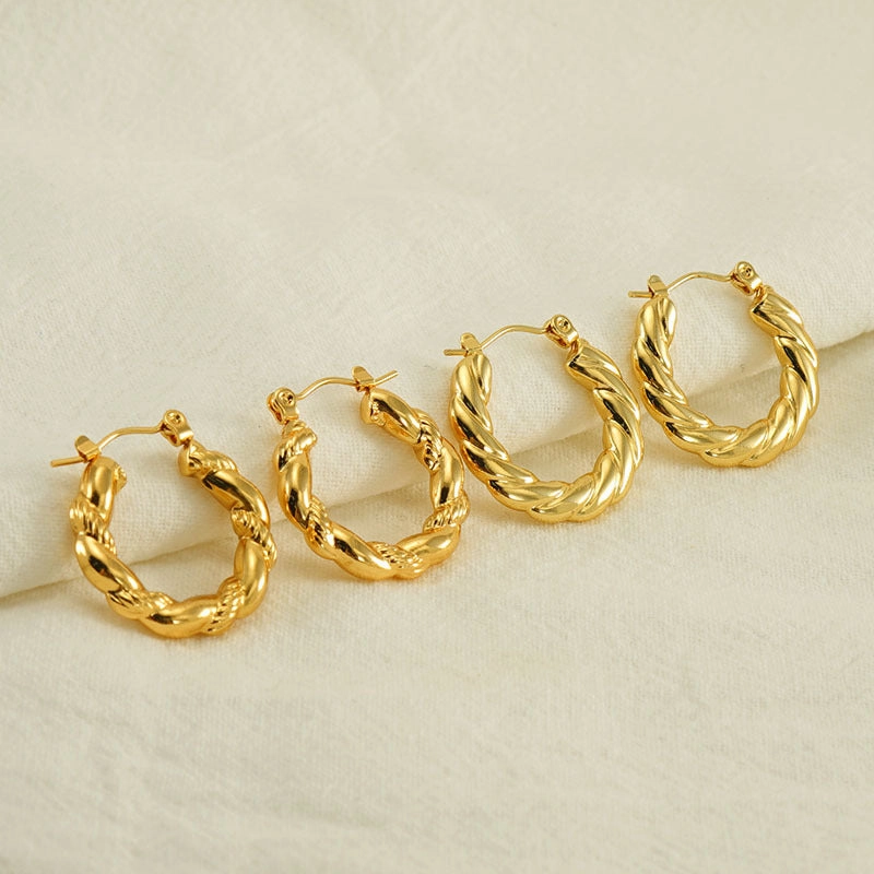 Wholesale titanium steel geometric 18K gold-plated earrings