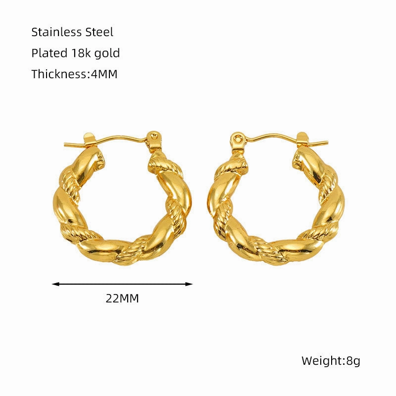 Wholesale titanium steel geometric 18K gold-plated earrings