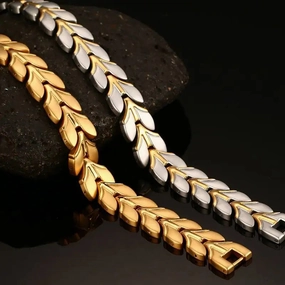 Wholesale Titanium Steel Geometric Detachable Stainless Steel Magnet Gold Plated Bracelet